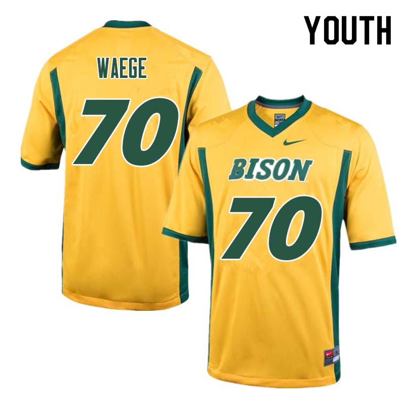 Youth #70 Spencer Waege North Dakota State Bison College Football Jerseys Sale-Yellow - Click Image to Close